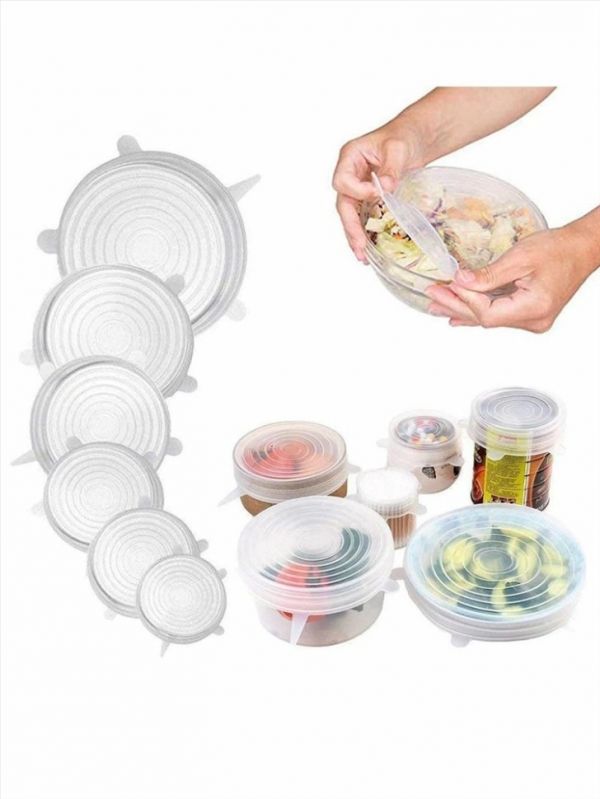 Silicone stretch lids for dishes